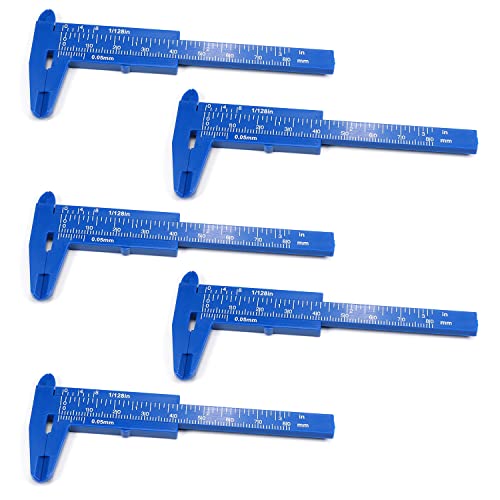 Utoolmart Vernier Caliper 80mm / 3.1-inch Plastic Measuring Tool for Precision Measurements Outside Inside Depth (Blue) 5 Pcs - size: 80mm Blue