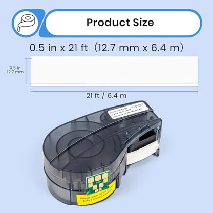 1 Pack Compatible with Brady M21-500-595-WT Label, Black/White, 0.5" x 21' - color: Black-on-white, size: 0.5" X 21'