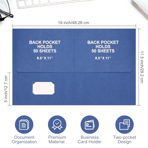 Harloon 75 Pack Deep Blue Two Pocket Paper Folders Bulk, Letter Size - color: Deep Blue