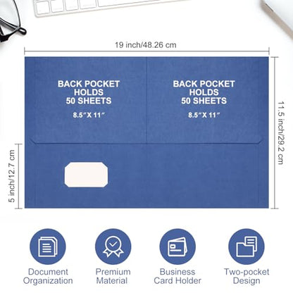 Harloon 75 Pack Deep Blue Two Pocket Paper Folders Bulk, Letter Size - color: Deep Blue