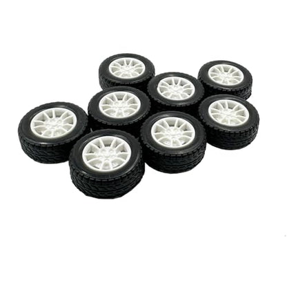 20PCS Small Toy Car Wheel 25mm Model Car Mini Rubber Tire Wheels with 10PCS Shaft Round Rod Axles for DIY Model Toy RC Car Truck Robot Building Accessories (White 2x25mm) - style: White 2x25mm