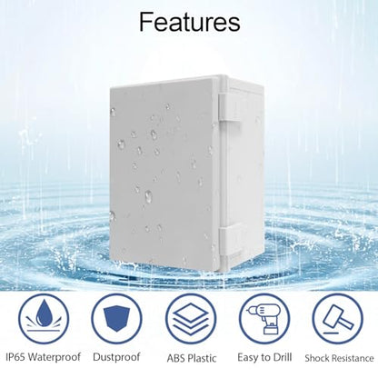 Junction Box IP65 Waterproof Dustproof ABS Plastic Enclosure, Outdoor and Indoor Project Box Hinged Cover with Mounting Plate Wall Brackets, Outer Dimension 11.8"x 7.9" x 6.3", Grey - size: 11.8"x 7.9" x 6.3" (1pc)
