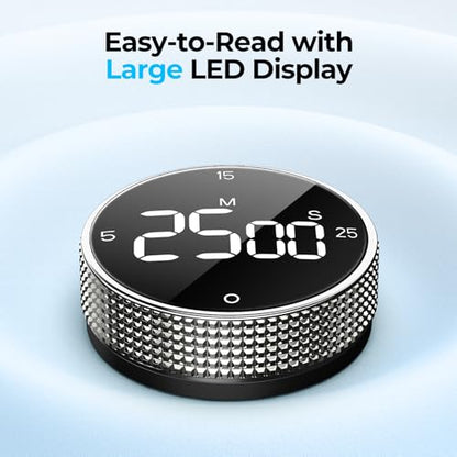 USB Rechargeable Magnetic Kitchen Timer for Cooking, Building 800mAh Battery Large Display Digital Countdown Timer, 3 Preset 5/15/25 Mins Loud Alarm for Baking Grilling Studying - Silver - color: Silver
