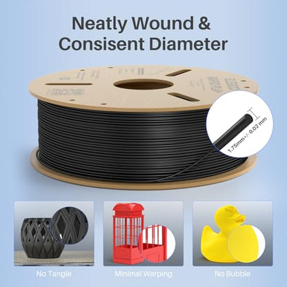 ELEGOO Rapid PLA Plus 3D Printer Filament 1.75mm Black 4KG - color: 4*1kg Black