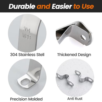 6 PCS 3 Inch, 304 Stainless Steel Thickened Pipe Clamps, Heavy-Duty Two Hole U-Bracket Conduit Clips for HVAC, Electrical, Plumbing, Secures Rigid Pipe/Tube on Wood/Metal/Concrete (76mm) - size: 3" (76mm)