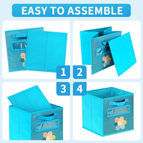 ABCKEY 11 Inch Cube Storage Bins 6 Pack with Handle and Label Window - color: 6PCS