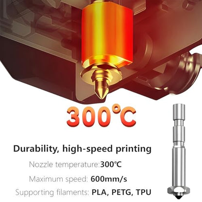 2PCS Kobra 3 Max Nozzle 0.4mm, Integrated Quick Swap Hardened Steel Nozzle High Flow High Speed Hot End Spray Nozzle for Anycubic Kobra 3 Max 3D Printer - color: 0.4mm Nozzle