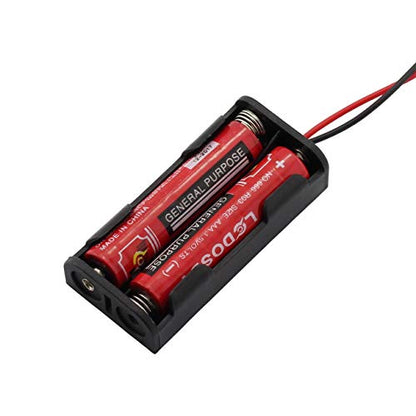6 Pieces 2 Slots x 1.5V AAA Battery Case Holder Battery Spring Clip Storage Box with 6 inches Wire Leads - size: 6 x 2 Slots AAA without Switch