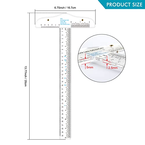 2PCS 12 Inches/30cm Acrylic Clear T-Square Ruler, Inches and Metric, T Square Ruler, Transparent, T Ruler, for Crafting Drafting and General Layout Work Art Framing & Drafting Scrapbooking Crafting - color: 2PCS (B)