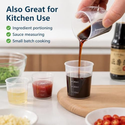 25Pcs Transparent Graduated Plastic Measuring Cups, Resin Epoxy Paint Mixing Containers, Multi-use Scale Cups for Craft, Kitchen & Laboratory Liquid Measurement (50, Milliliters)