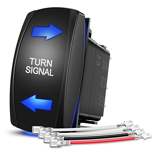 Nilight 4Pin Turn Signal Rocker Switch SPDT Toggle On-Off-On - size: TURN SIGNAL BLUE