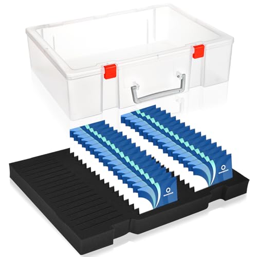 Foam Name Badge Holder with case (Holds 48 Badges) Foam Name Badge Holder Tray ID Badge Tray Organizer Clear Name Tag Holders for Desk Office School - color: Clear Holder With Black Foam