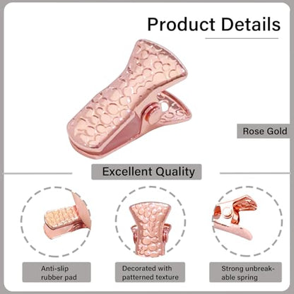 35 Pack Mini Metal Alligator Clips for Crafts Non-Slip Silicone-Coated Retro DIY Badge Small Clips (Rose Gold) - color: Rose Gold