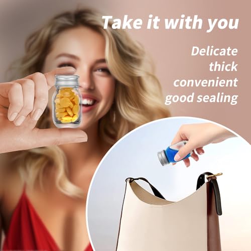 4Pcs Glass medicine bottles 1oz 30 ml Glass Reagent Bottles Transparent Sample Jar,Wide Mouth,Screw Cap with Scale for Home, Argent Lid (4)