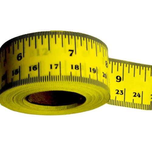 ChromaLabel 1 Inch Adhesive Measuring Tape with Ruler, Yellow, Case of 10 - color: Yellow, size: 1" Wide Pack of 10