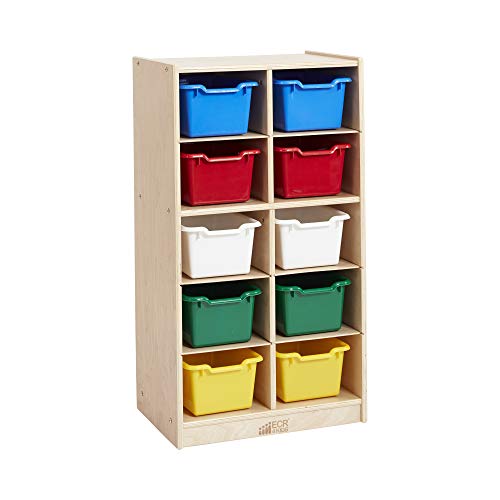 ECR4Kids 10 Cubby Mobile Tray Cabinet and 10 Scoop Front Bins, 5x2, Kids Furniture, Assorted - color: Assorted