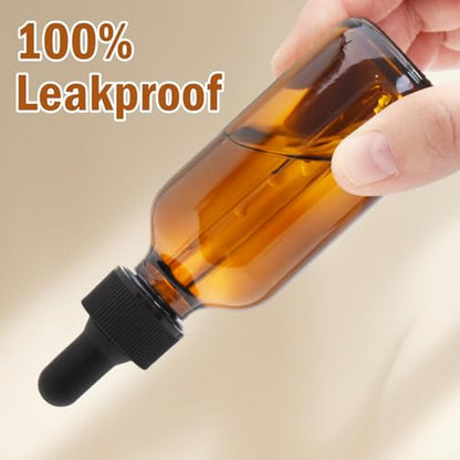 June Fox 2oz Glass Dropper Bottle Amber Glass Bottles with Dropper 80 Pack - color: Amber