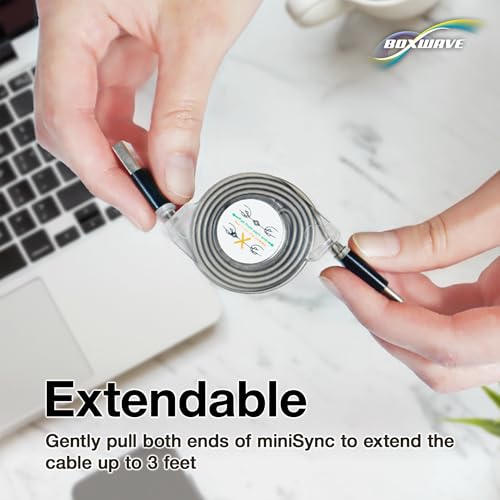 BoxWave Cable Compatible with KEXWAXX 1000X Pocket Microscope for Kids (KX-1000-CY) - miniSync - USB-A to USB Type-C, Retractable Cable 5 Pre-Set Lengths Avoid Tangles