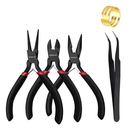 WISEUP 3 Pcs Jewelry Pliers Set - Needle Nose, Round Nose and Wire Cutters