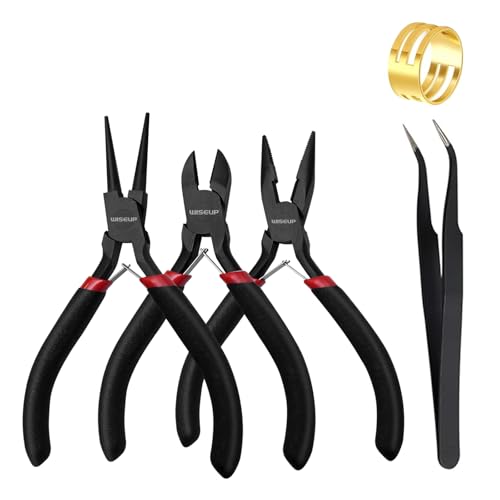 WISEUP 3 Pcs Jewelry Pliers Set - Needle Nose, Round Nose and Wire Cutters