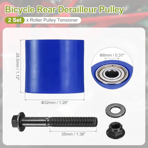 PATIKIL 8mm Roller Pulley Tensioner, 2Pcs Chain Roller Pulley Tensioner Mini Bike Parts Nylon Cylinder Type Guide Wheel Chain Guide Slider Set for Mini Motorcycle Dirt Bike, Blue - color: Blue