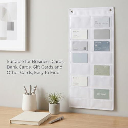 1 Pack 3" x 5" Index Card Holder Sleeve 16 Slots for Office, White - color: White