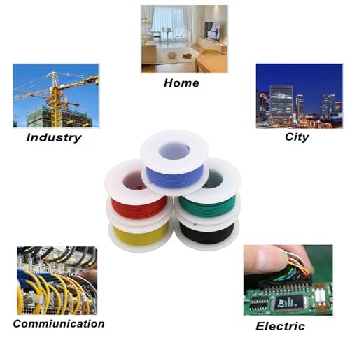 28AWG Flexible Silicone Hook Up Wire - 28 Gauge Tinned Copper Stranded Cable, 600V High Temp Resistant, DIY Electronics, Robotics, LED Projects (Box-1) - color: Silicone wire Box1=Red+Blue+Green+Yellow+Black, size: 28AWG