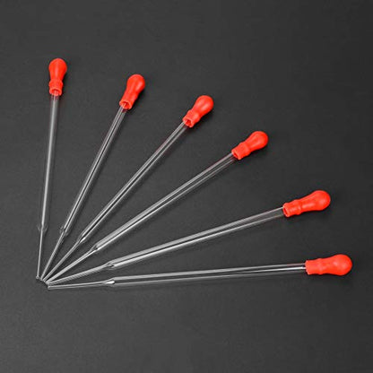 stonylab Glass Dropper Pipettes, Thick Borosilicate Glass, 3 ml Non-Graduated Liquid Transfer Pipettes with Red Rubber Caps, for Laboratory Chemistry, Set of 10