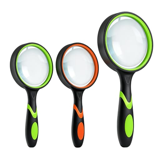 10X Handheld Reading Magnifying Glass, 3-Pack Set