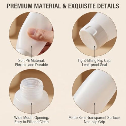 12PCS 150ML/5oz Empty Clear Refillable Cosmetic Soft Tube Squeeze Bottle With Flip Cap Makeup Container Shampoo Facial Cleanser Body Cream Bath Container Portable Cosmetics Travel Set For Women Lady