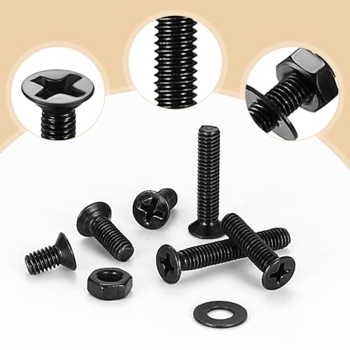 585 Pcs M4 Screws and Nuts Set, Countersunk Bolts and Nuts Assortment, Black Phillips Flat Head Machine Screws with Washers Set(M4 Screw Kit, Black) - size: M4 - 585