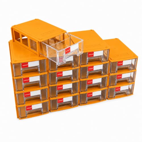 16 Pack Stackable Desk Organizer Drawers for Craft Storage Yellow - color: Yellow