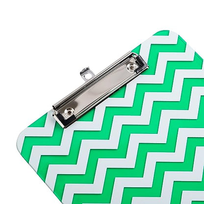 JAM PAPER Plastic Clipboards with Low Profile Metal Clip - Letter Size (9 x 12.5) - Green Chevron - Clip Board Sold Individually - color: Green Chevron, size: Single Clipboards