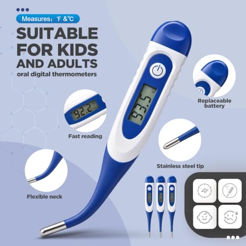 TrelaCo 10 Pcs Digital Thermometer Bulk for Adults, Blue - color: Blue