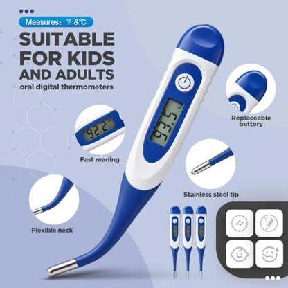 TrelaCo 10 Pcs Digital Thermometer Bulk for Adults, Blue - color: Blue