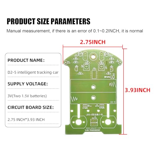 D2-5 Smart Tracking Car Kit, DIY Line Follower Robot Soldering Project, Automatic Trajectory Car STEM Practice Kit for Beginners Teens Students