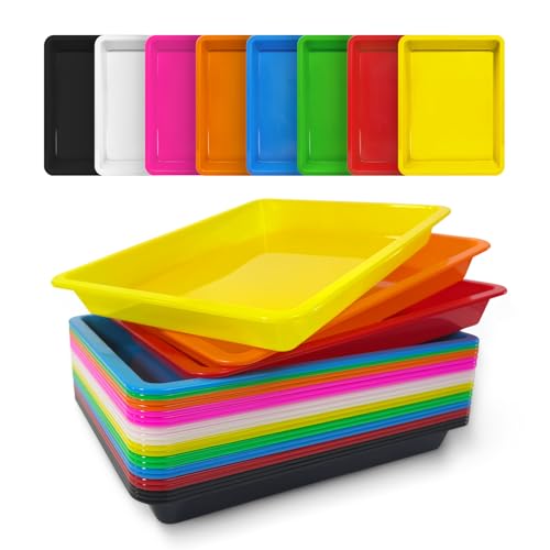 24 Pack Plastic Art Craft Trays, Bulk Activity Sensory Sand Puzzle - size: 11"x8"