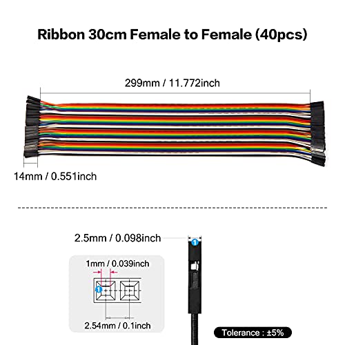 Chanzon 40pcs 30cm Female to Female Ribbon Jumper Wire Dupont Cable Line - color: (3) Female to Female (40pcs), size: 30CM