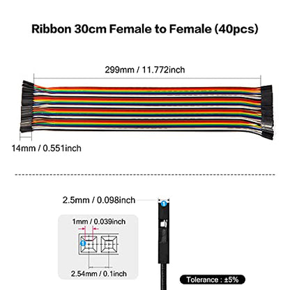 Chanzon 40pcs 30cm Female to Female Ribbon Jumper Wire Dupont Cable Line - color: (3) Female to Female (40pcs), size: 30CM