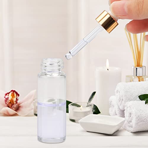 Pack of 35,5ml Clear Glass Dropper Bottle,Empty Glass Sample Vials with Glass Eye Dropper for DIY Aromatherapy Essential Oils Travel Perfume Container Liquid Sample Blends -Free dropper included