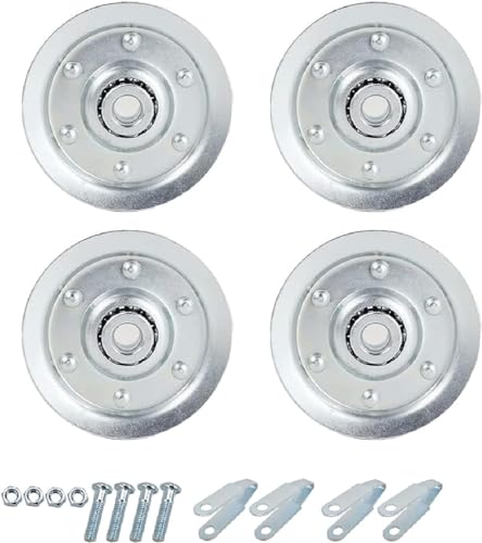 Garage Door 4" Pulley Kits, 1/8" Bore - 400LB Load, with Heavy Duty Sheave Pulley, Clevis Fork, Bolts and Nuts | Pulley Replacement for Extension Spring (4-Pack) - size: Pack of 4