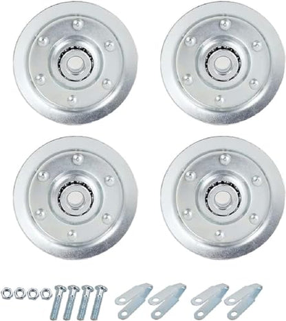 Garage Door 4" Pulley Kits, 1/8" Bore - 400LB Load, with Heavy Duty Sheave Pulley, Clevis Fork, Bolts and Nuts | Pulley Replacement for Extension Spring (4-Pack) - size: Pack of 4