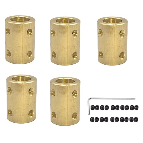 5Pcs 10mm to 10mm Brass Rigid Motor Shaft Coupling Coupler Transmission Connector Sleeve Adapter for RC Boat Car Airplane 3D Printers - size: 10mm to 10mm