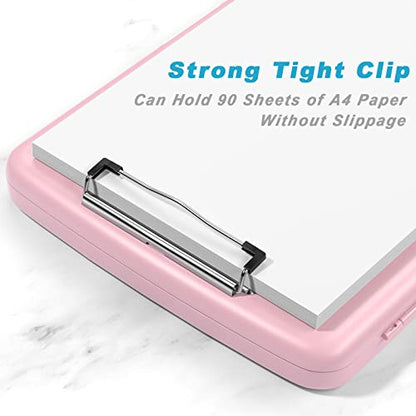 Rimilak Clipboard with Storage, 8.5 x 11'' High Capacity Clip Board, Pink - color: Pink