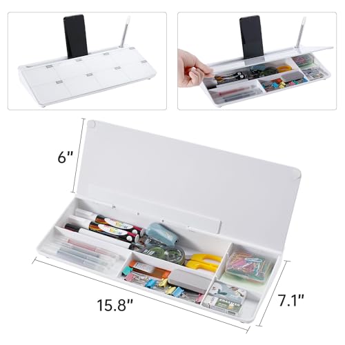 TSJ OFFICE Desktop Whiteboard Dry-Erase-Board - Computer Keyboard Stand White Board Surface Pad with Drawer, Desk Organizers with Accessories for Office, Home, School Supplies - color: White Base/Glass-weekly Calendar