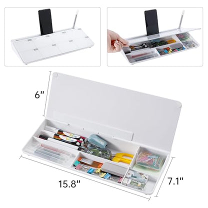 TSJ OFFICE Desktop Whiteboard Dry-Erase-Board - Computer Keyboard Stand White Board Surface Pad with Drawer, Desk Organizers with Accessories for Office, Home, School Supplies - color: White Base/Glass-weekly Calendar