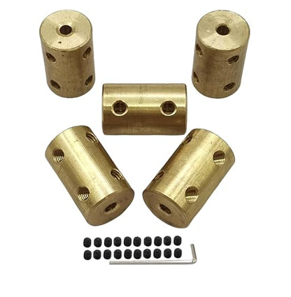 5Pcs 3.17mm to 3.17mm Brass Shaft Couplers,Bore Rigid Coupling Set with Screws and Wrench for 3D Printer DIY Encoder Car Model Shaft RC Robot - size: 3.17mm to 3.17mm
