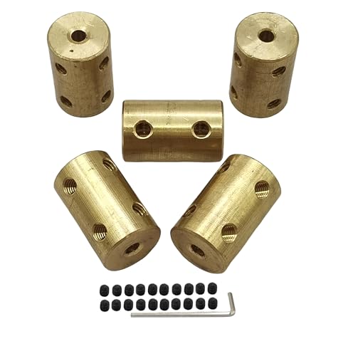 5Pcs 3.17mm to 3.17mm Brass Shaft Couplers,Bore Rigid Coupling Set with Screws and Wrench for 3D Printer DIY Encoder Car Model Shaft RC Robot - size: 3.17mm to 3.17mm