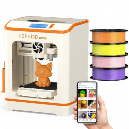 Hephi3d TINA2C 3D Printer for Kids & Beginners with Filament Starter Bundle - color: Orange/Yellow/Pink/Purple