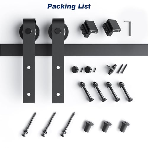EaseLife 4 FT Sliding Barn Door Hardware Track Kit,Basic J Pulley,Slide Smoothly Quietly,Easy Install (4FT Track Kit for 24" Wide Single Door) - size: 4FT